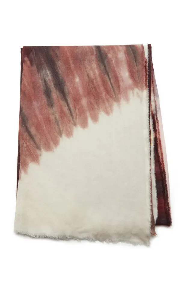 Women Scarves and Gloves Gabriela Hearst Anaya Scarf In Deep Bordeaux Multi Tie Dye Cashmere Silk And Wool Gauze With Edge Stitch Women Scarves and Gloves Gabriela Hearst Anaya Scarf In Deep Bordeaux Multi Tie Dye Cashmere Silk And Wool Gauze With Edge Stitch