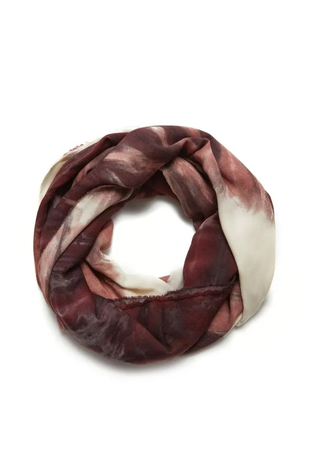 Women Scarves and Gloves Gabriela Hearst Anaya Scarf In Deep Bordeaux Multi Tie Dye Cashmere Silk And Wool Gauze With Edge Stitch