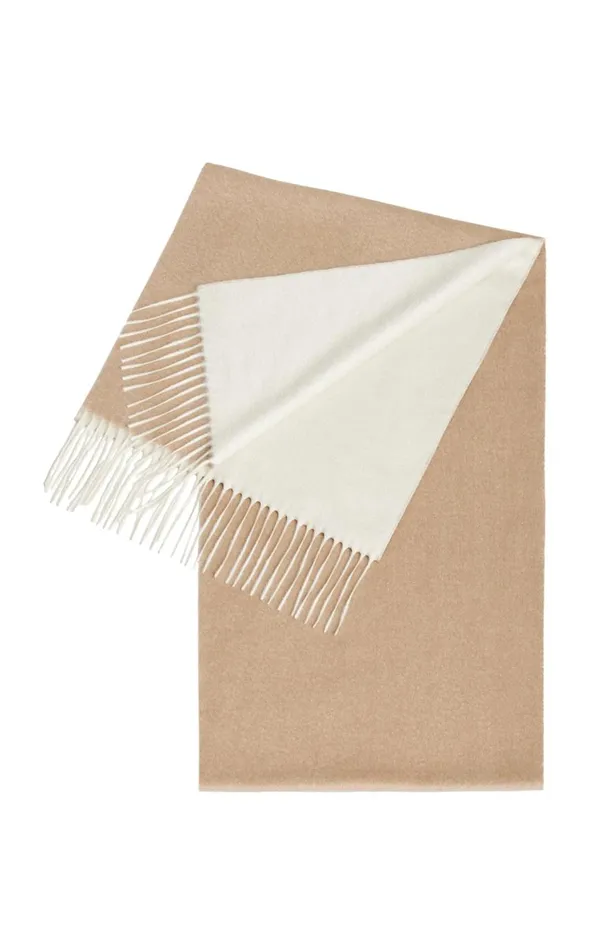 Women Scarves and Gloves Gabriela Hearst Blaine Scarf In Camel and Ivory Silk Cashmere