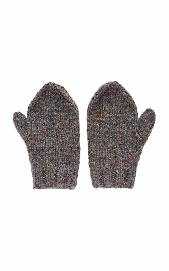 Women Scarves and Gloves Gabriela Hearst Foster Knit Mittens In Grey Speckle Cashmere