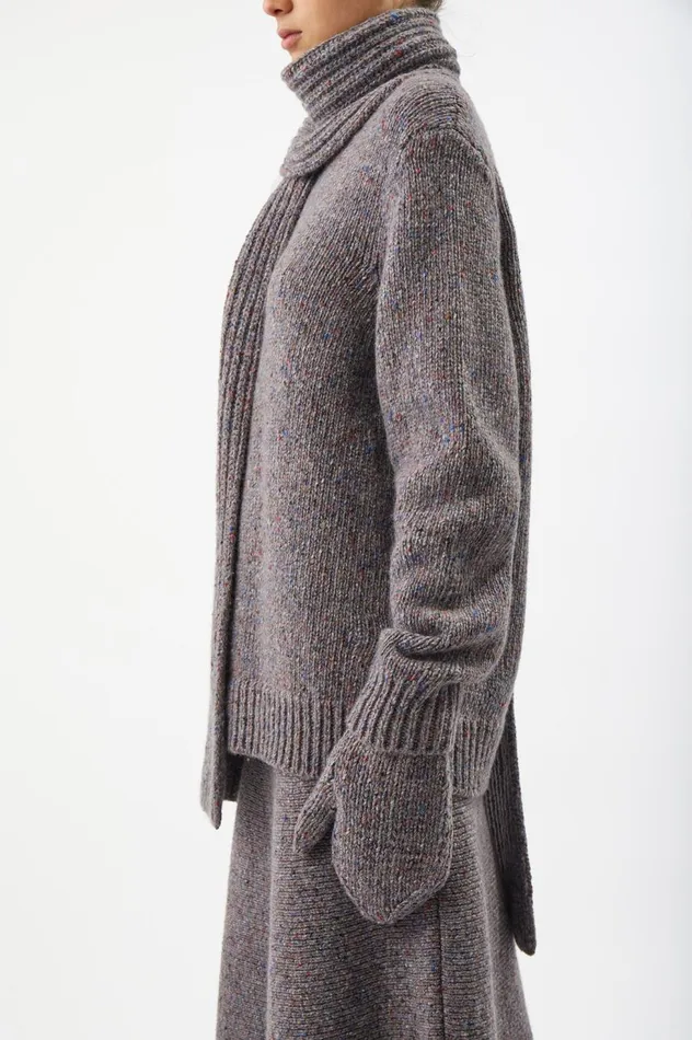 Women Scarves and Gloves Gabriela Hearst Foster Knit Mittens In Grey Speckle Cashmere