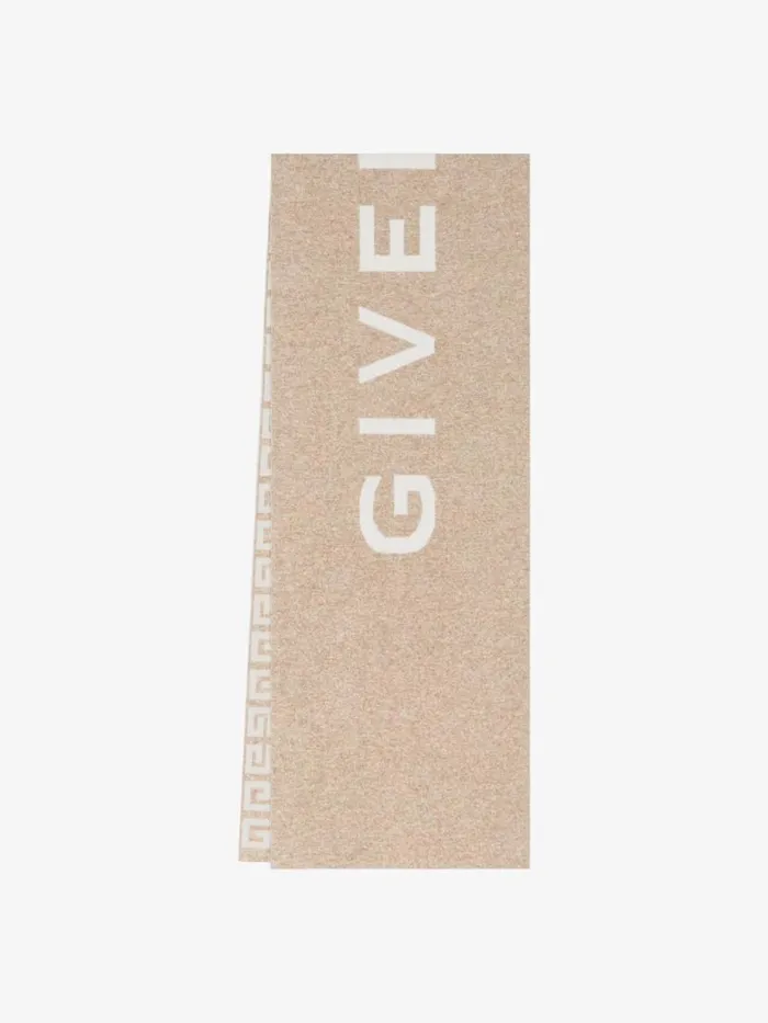 Women Scarves Givenchy GIVENCHY 4G Double Sided Scarf In Wool And Cashmere Sisal
