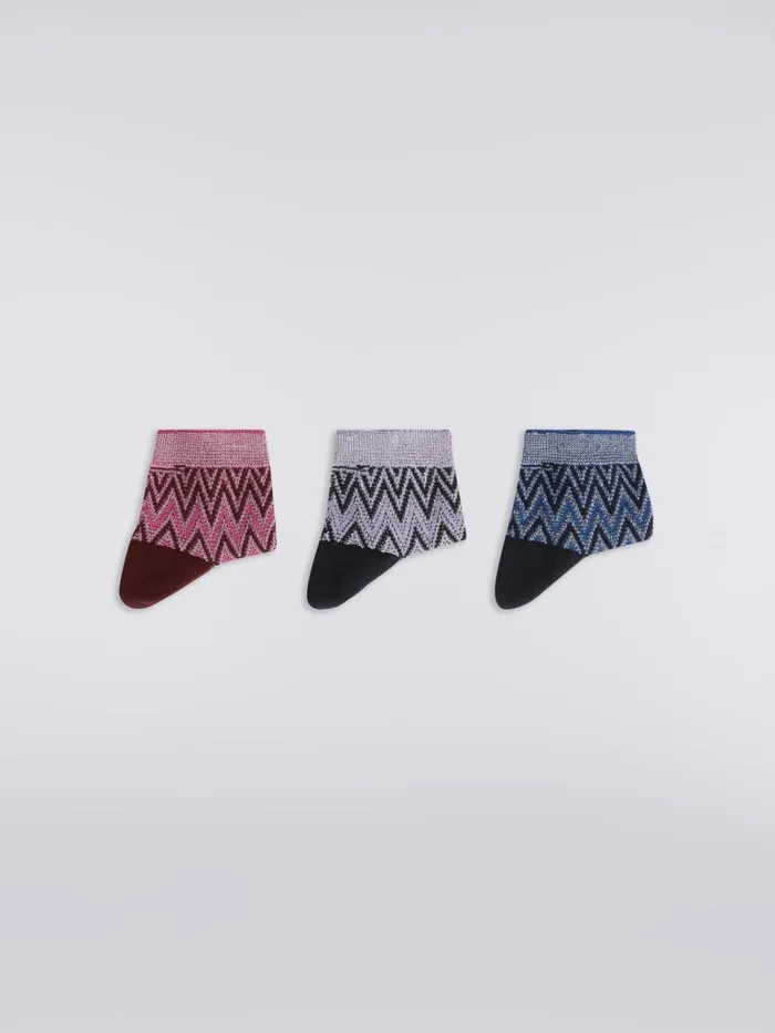 Women Set Of Three Viscose And Cotton Chevron Socks Multicoloured Missoni Socks