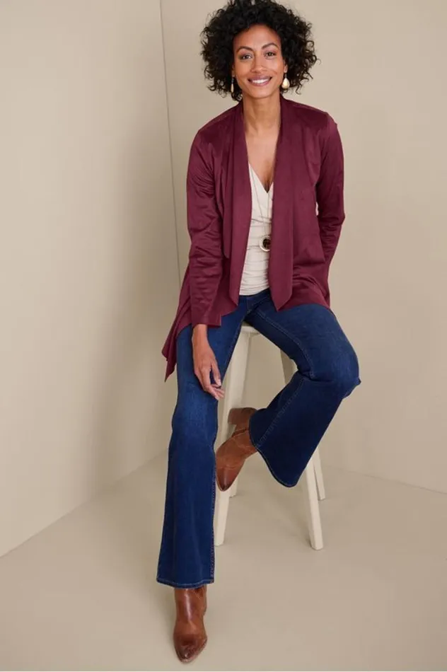 Women Shape Drape Faux Suede Jacket Saddle Soft Surroundings Toppers Women Shape Drape Faux Suede Jacket Saddle Soft Surroundings Toppers