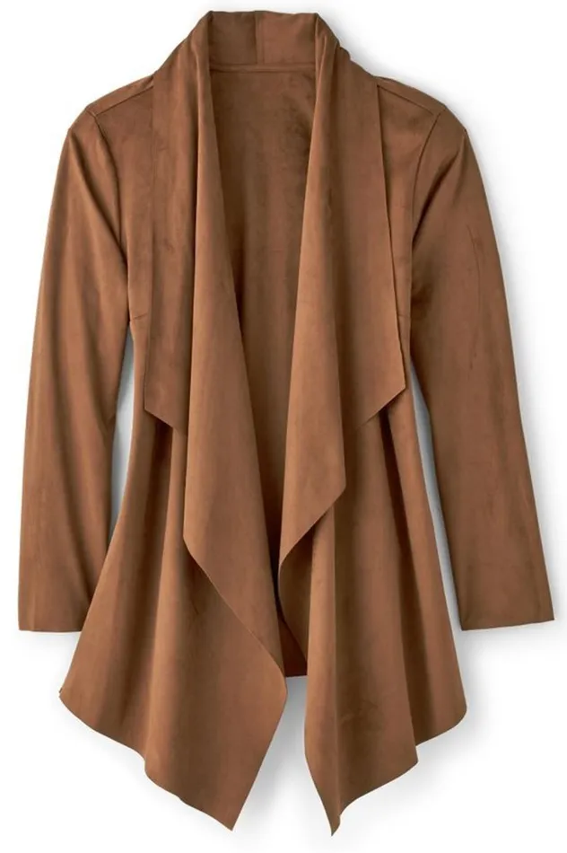 Women Shape Drape Faux Suede Jacket Saddle Soft Surroundings Toppers Women Shape Drape Faux Suede Jacket Saddle Soft Surroundings Toppers