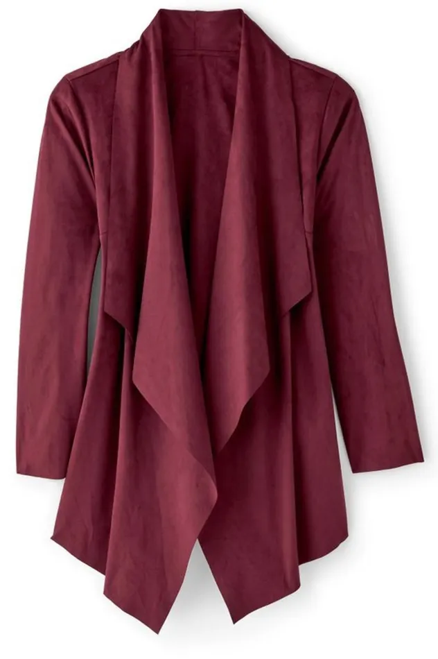 Women Shape Drape Faux Suede Jacket Saddle Soft Surroundings Toppers Women Shape Drape Faux Suede Jacket Saddle Soft Surroundings Toppers