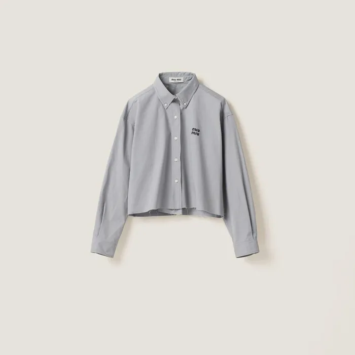 Women Shirts And Tops Miu Miu Poplin Shirt Aluminum