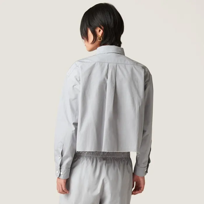 Women Shirts And Tops Miu Miu Poplin Shirt Aluminum Women Shirts And Tops Miu Miu Poplin Shirt Aluminum