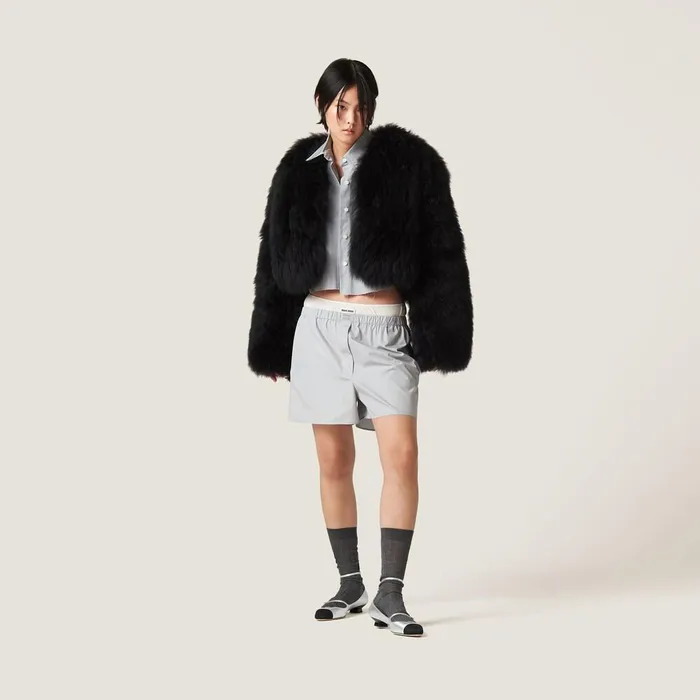 Women Shirts And Tops Miu Miu Poplin Shirt Aluminum Women Shirts And Tops Miu Miu Poplin Shirt Aluminum