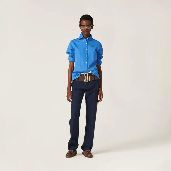 Women Shirts And Tops Miu Miu Poplin Shirt Periwinkle Blue Women Shirts And Tops Miu Miu Poplin Shirt Periwinkle Blue