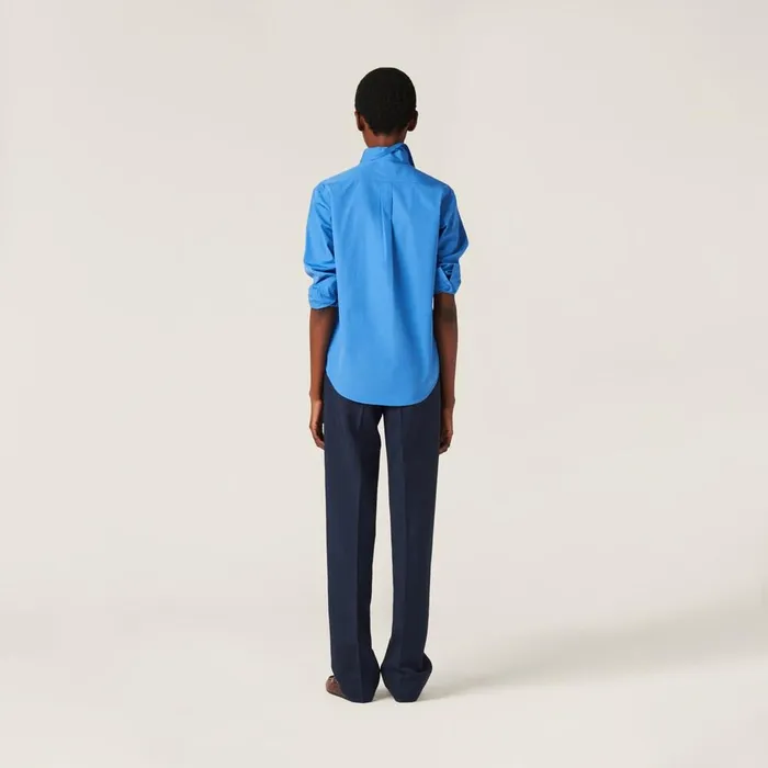 Women Shirts And Tops Miu Miu Poplin Shirt Periwinkle Blue Women Shirts And Tops Miu Miu Poplin Shirt Periwinkle Blue