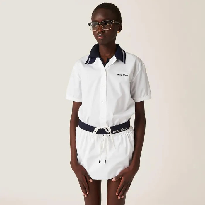 Women Shirts And Tops Miu Miu Poplin Shirt White Women Shirts And Tops Miu Miu Poplin Shirt White