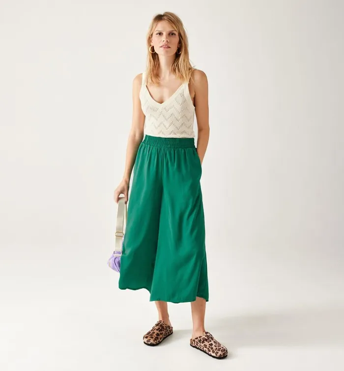 Women Short Sheen Trousers 8211 Emerald Green Promod Trousers