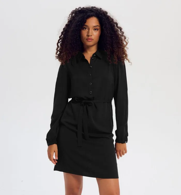 Women Short Shirtdress 8211 Black Promod Dresses