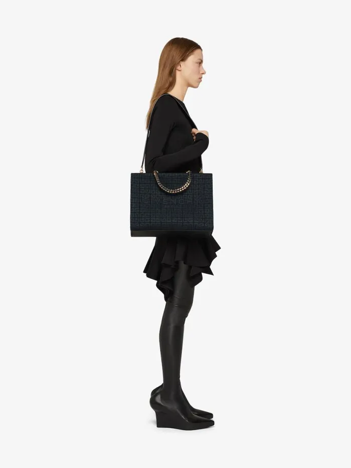 Women Shoulder Bags Givenchy Medium GTote Shopping Bag In 4G Embroidery With Chain Black Women Shoulder Bags Givenchy Medium GTote Shopping Bag In 4G Embroidery With Chain Black
