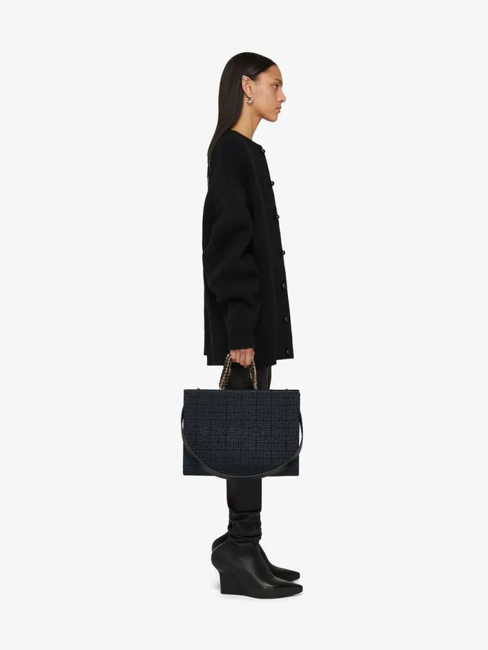 Women Shoulder Bags Givenchy Medium GTote Shopping Bag In 4G Embroidery With Chain Black Women Shoulder Bags Givenchy Medium GTote Shopping Bag In 4G Embroidery With Chain Black