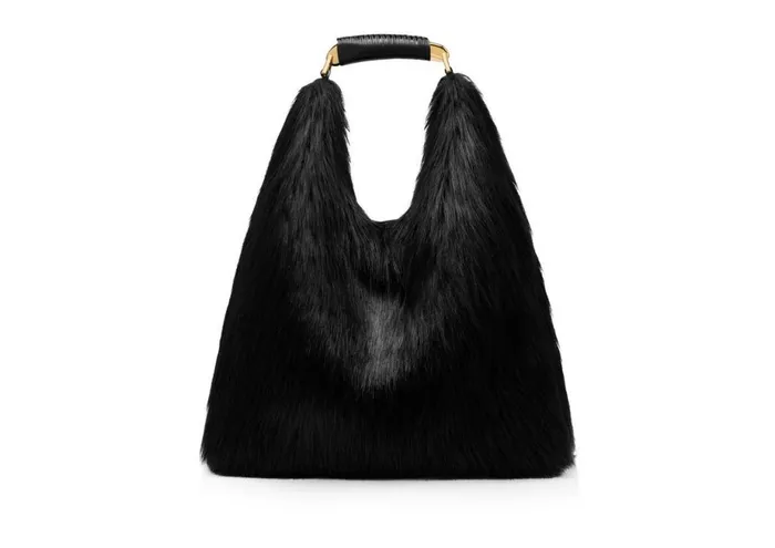 Women Shoulder Bags Tom Ford Faux Fur Bianca Large Hobo Black Women Shoulder Bags Tom Ford Faux Fur Bianca Large Hobo Black