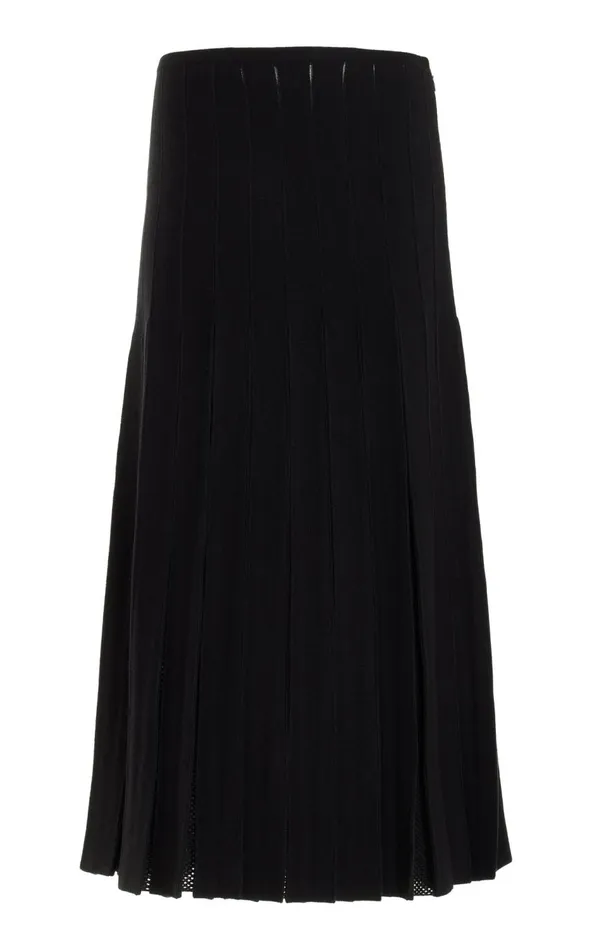 Women Skirts Gabriela Hearst Del Knit Pleated Skirt In Black Wool