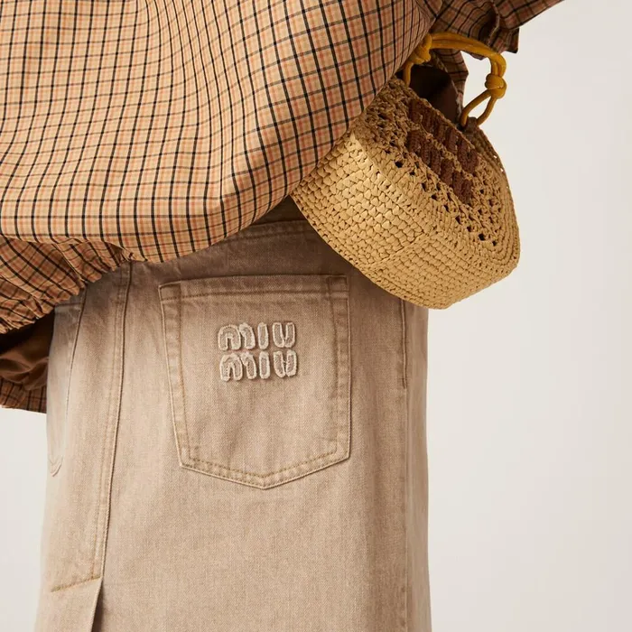 Women Skirts Miu Miu Denim Pencil Skirt Beige Women Skirts Miu Miu Denim Pencil Skirt Beige