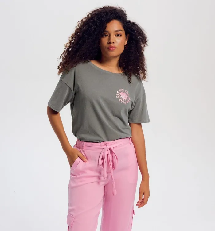Women Slogan Top 8211 Grey Print Promod Tops Women Slogan Top 8211 Grey Print Promod Tops