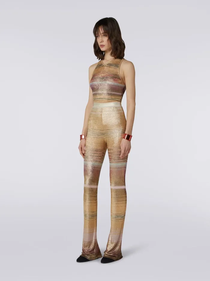 Women Slub Viscose Flared Trousers Multicoloured Missoni Trousers Women Slub Viscose Flared Trousers Multicoloured Missoni Trousers