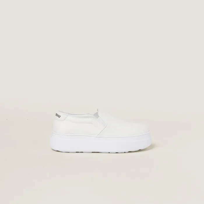 Women Sneakers Miu Miu Washed Cotton Drill Sneakers White Women Sneakers Miu Miu Washed Cotton Drill Sneakers White