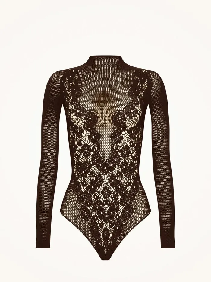 Women String Bodies Wolford Flower Lace String Body Umber