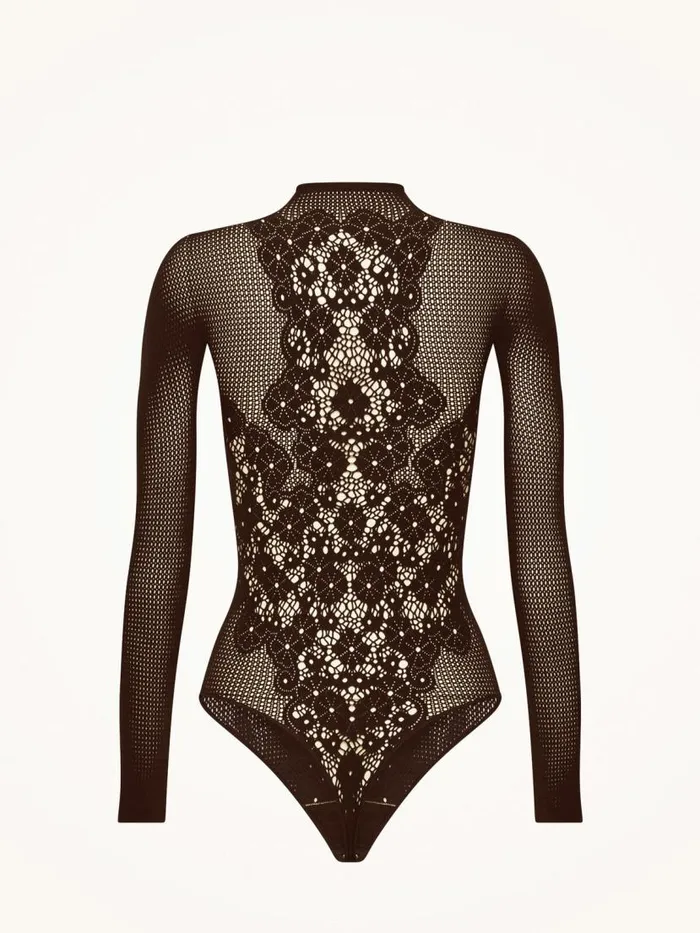 Women String Bodies Wolford Flower Lace String Body Umber