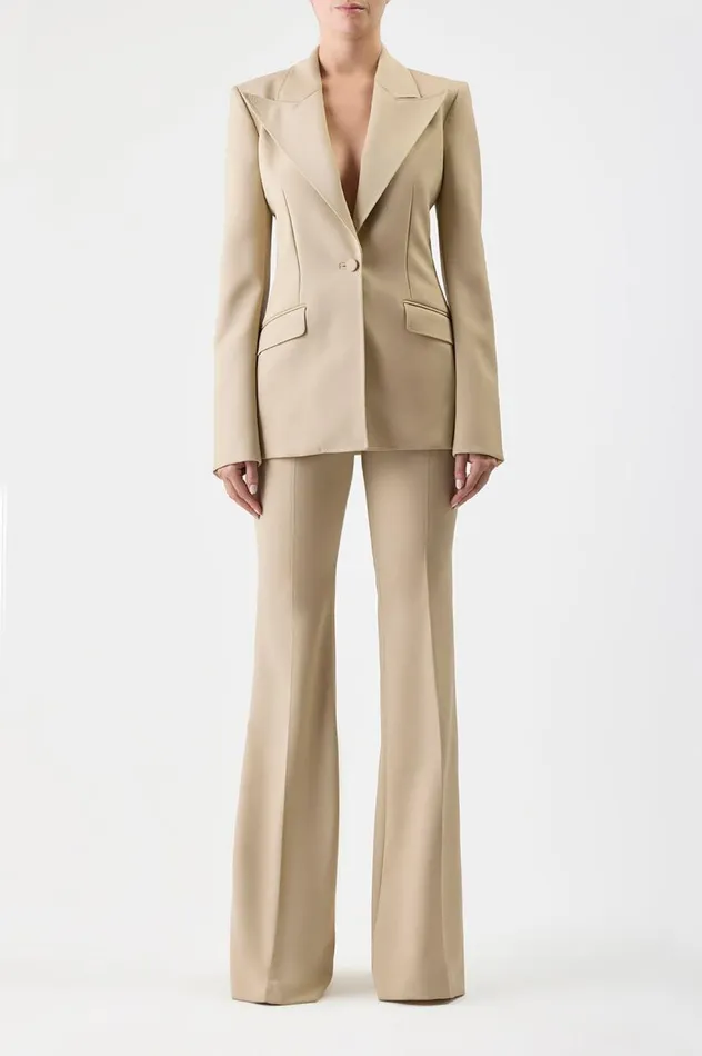 Women Suits Gabriela Hearst Leiva Blazer In Khaki Sportswear Wool
