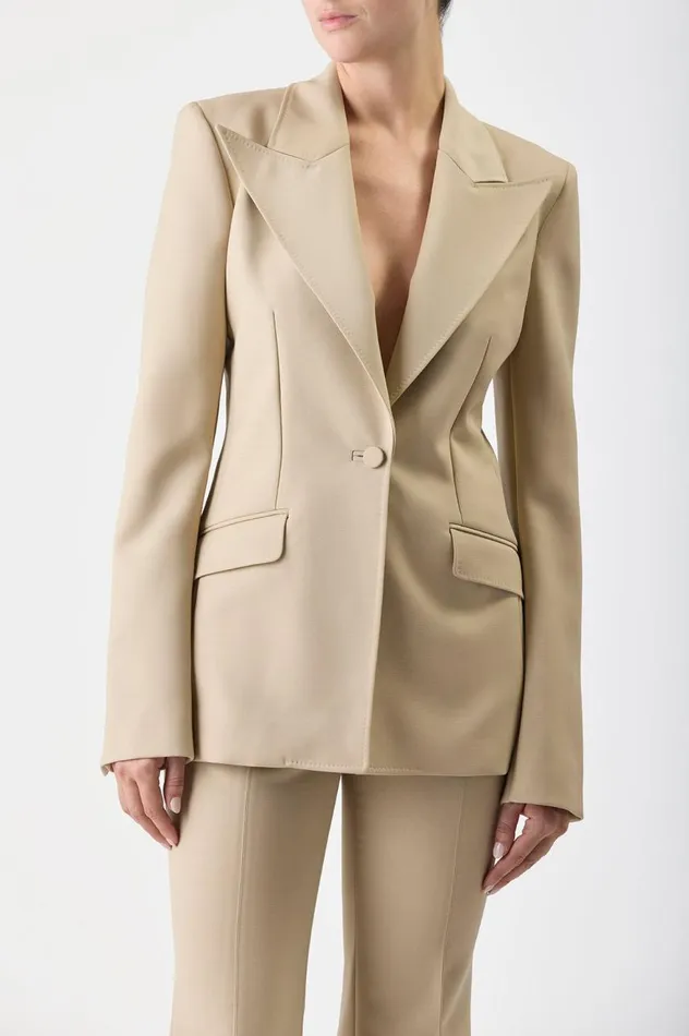 Women Suits Gabriela Hearst Leiva Blazer In Khaki Sportswear Wool