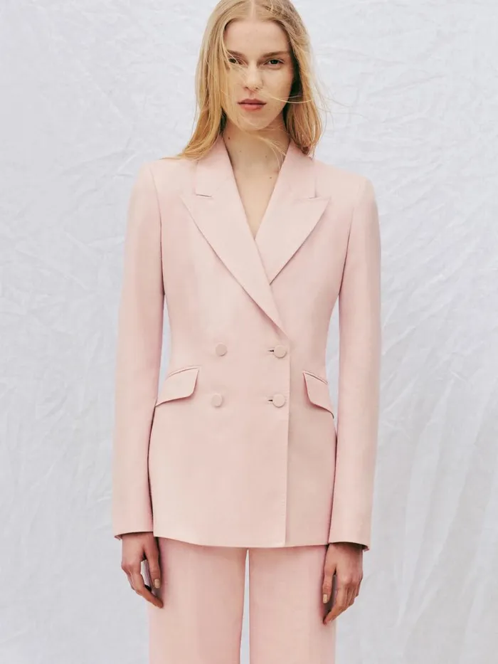 Women Suits Gabriela Hearst Stephanie Blazer In Blush Virgin Wool And Silk Linen Twill