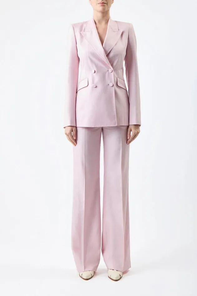 Women Suits Gabriela Hearst Stephanie Blazer In Blush Virgin Wool And Silk Linen Twill