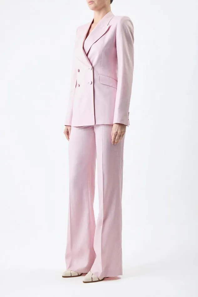 Women Suits Gabriela Hearst Stephanie Blazer In Blush Virgin Wool And Silk Linen Twill