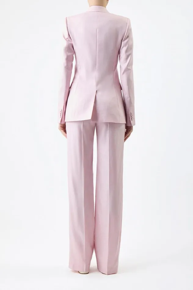 Women Suits Gabriela Hearst Stephanie Blazer In Blush Virgin Wool And Silk Linen Twill