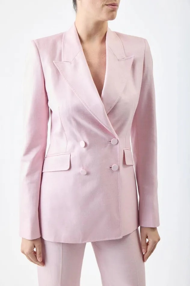 Women Suits Gabriela Hearst Stephanie Blazer In Blush Virgin Wool And Silk Linen Twill