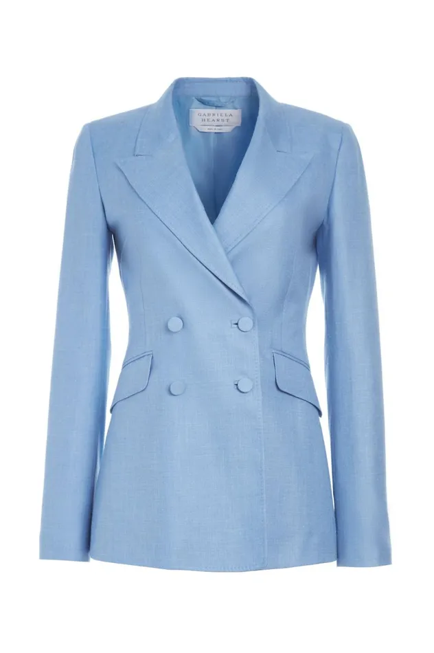 Women Suits Gabriela Hearst Stephanie Blazer In Light Blue Virgin Wool And Silk Linen Twill
