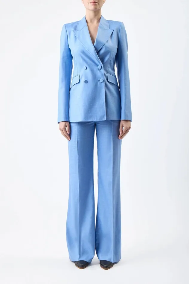Women Suits Gabriela Hearst Stephanie Blazer In Light Blue Virgin Wool And Silk Linen Twill
