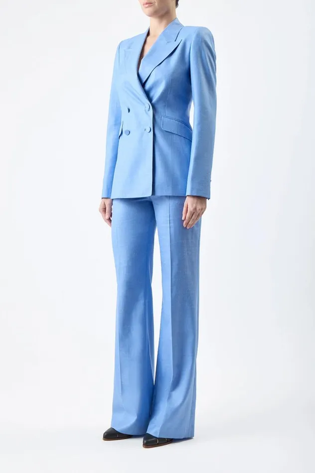 Women Suits Gabriela Hearst Stephanie Blazer In Light Blue Virgin Wool And Silk Linen Twill