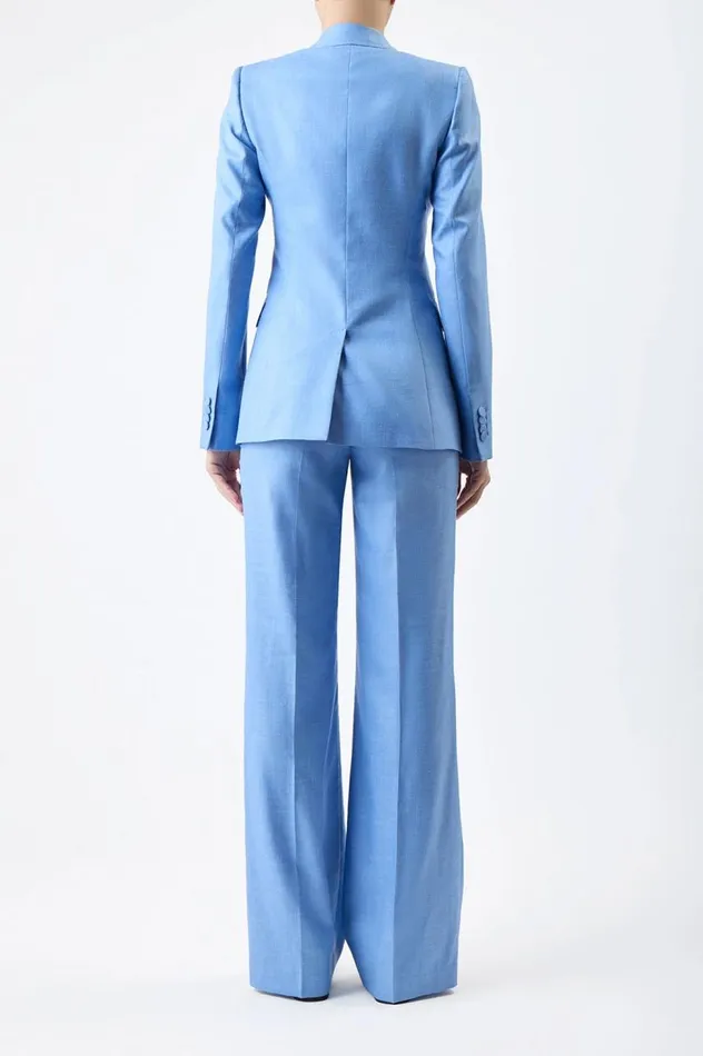 Women Suits Gabriela Hearst Stephanie Blazer In Light Blue Virgin Wool And Silk Linen Twill