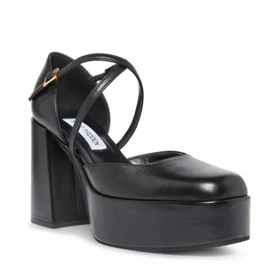 Women SUZANNA BLACK LEATHER Black Leather Steve Madden Heels Women SUZANNA BLACK LEATHER Black Leather Steve Madden Heels