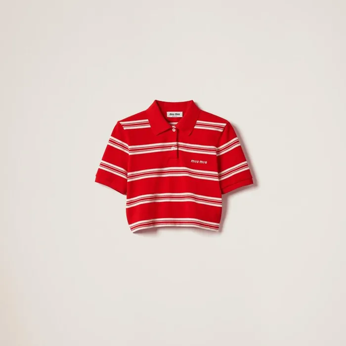Women TShirts And Sweatshirts Miu Miu Cotton Piqu Polo Shirt Redivory