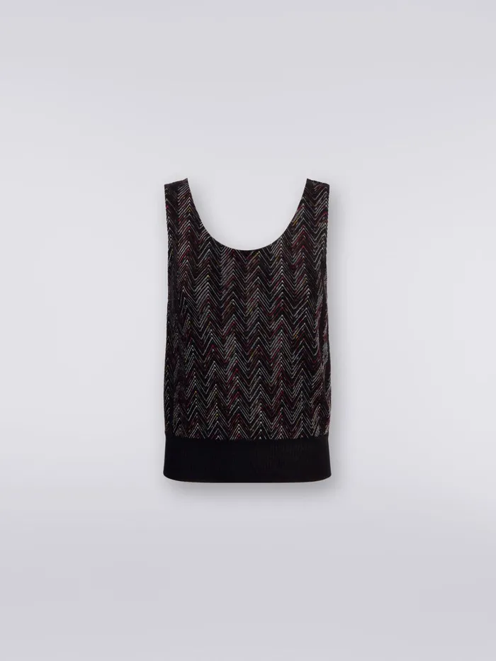 Women Tank Top In Zigzag Viscose Wool Knit Multicoloured Missoni Tshirts And Tops