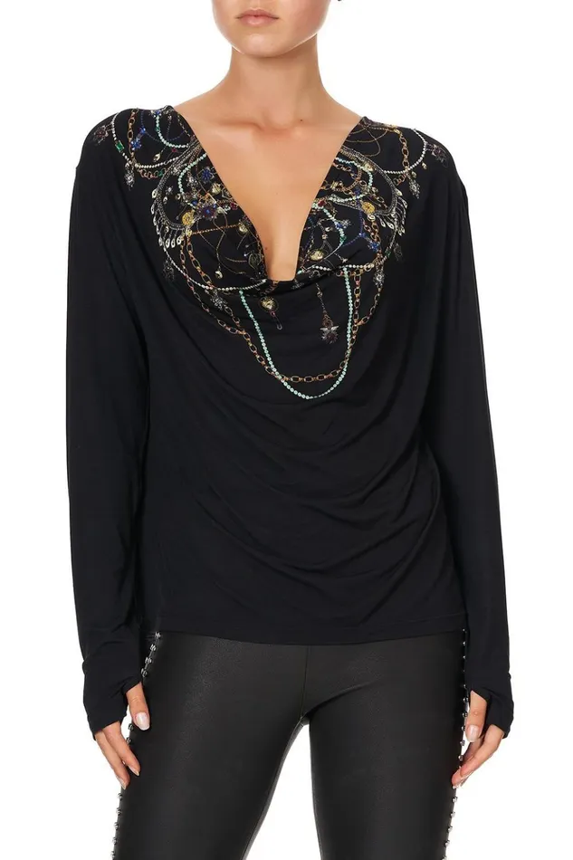 Women Tees Camilla Cowl Back Long Sleeve Tee Punk Of Primrose