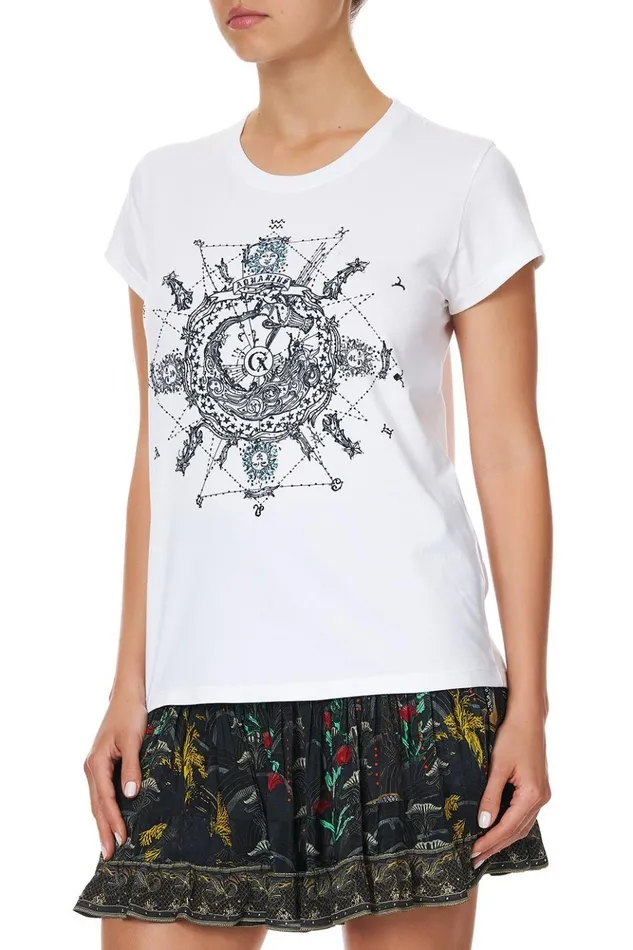 Women Tees Camilla Curved Hem Fitted Tee Aquarius