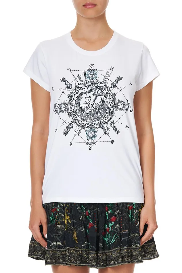 Women Tees Camilla Curved Hem Fitted Tee Aquarius