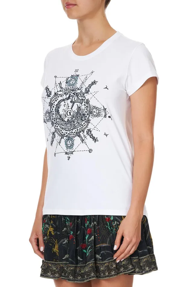 Women Tees Camilla Curved Hem Fitted Tee Aquarius