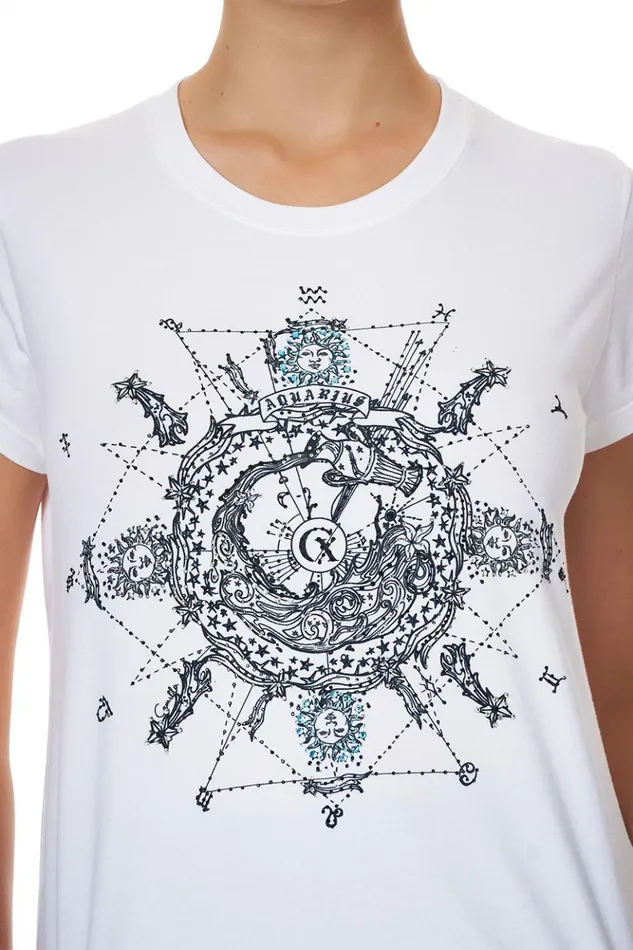Women Tees Camilla Curved Hem Fitted Tee Aquarius