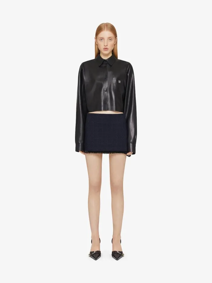 Women Tops and Shirts Givenchy Cropped Shirt In Leather With 4G Detail Black