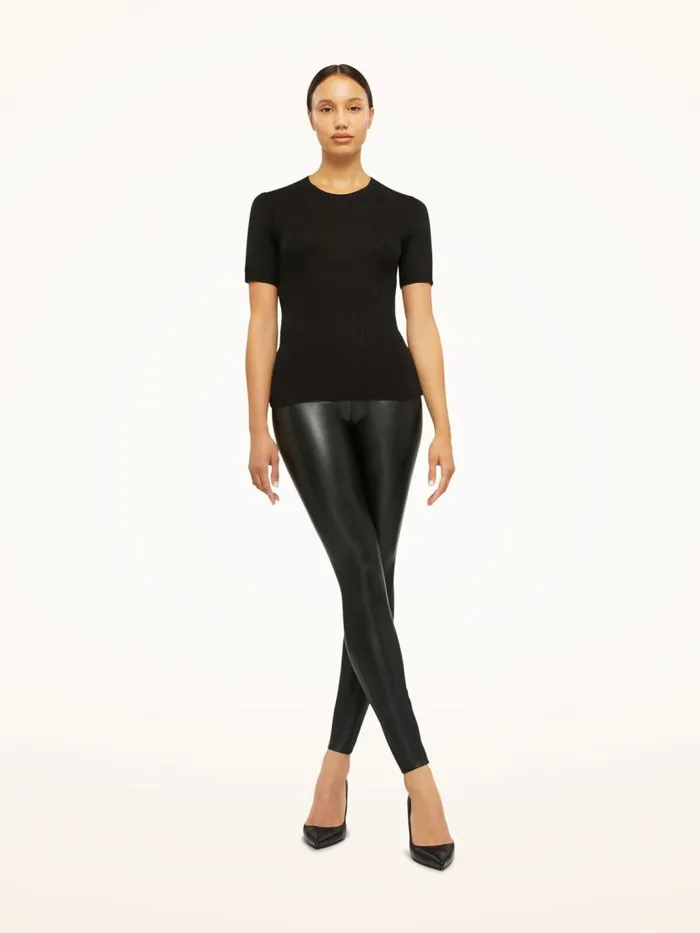 Women Tops and Tshirts Wolford Cashmere Top Short Sleeves Black