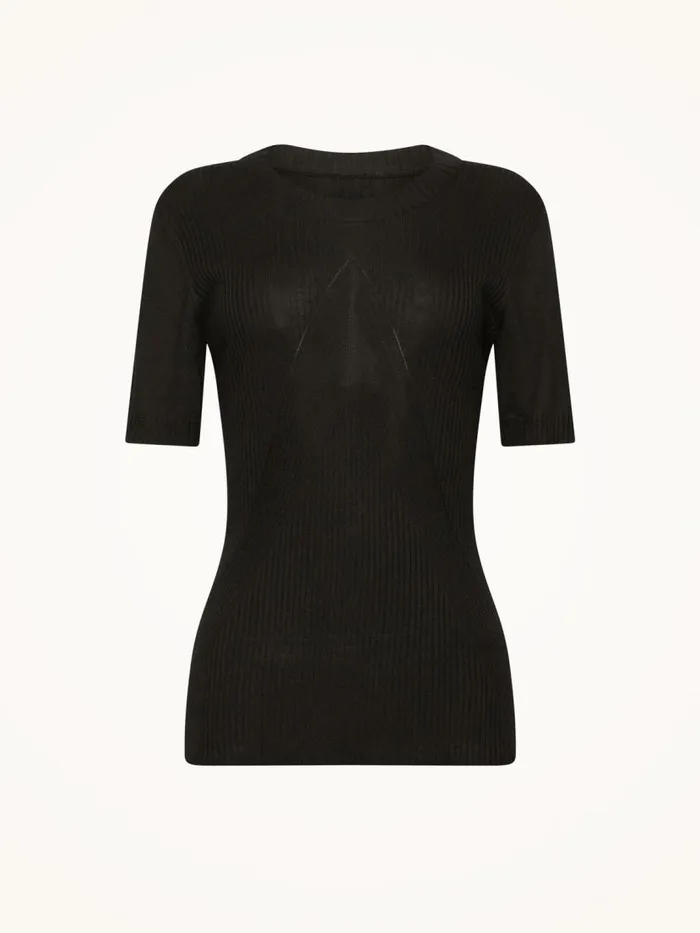 Women Tops and Tshirts Wolford Cashmere Top Short Sleeves Black